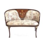 AMENDED DESCRIPTION Early 20th century marquetry inlaid mahogany salon suite, to include settee and