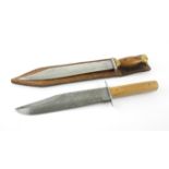 Whitby Bowie knife, the 24.5cm blade stamped Original Bowie Knife and Whitby, Italy to the ricasso,