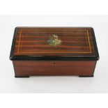 Late 19th century Swiss four Airs musical box in rosewood effect case, movement numbered 31071,