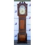 George III mahogany and oak eight day longcase clock, the arched painted dial signed W Massey