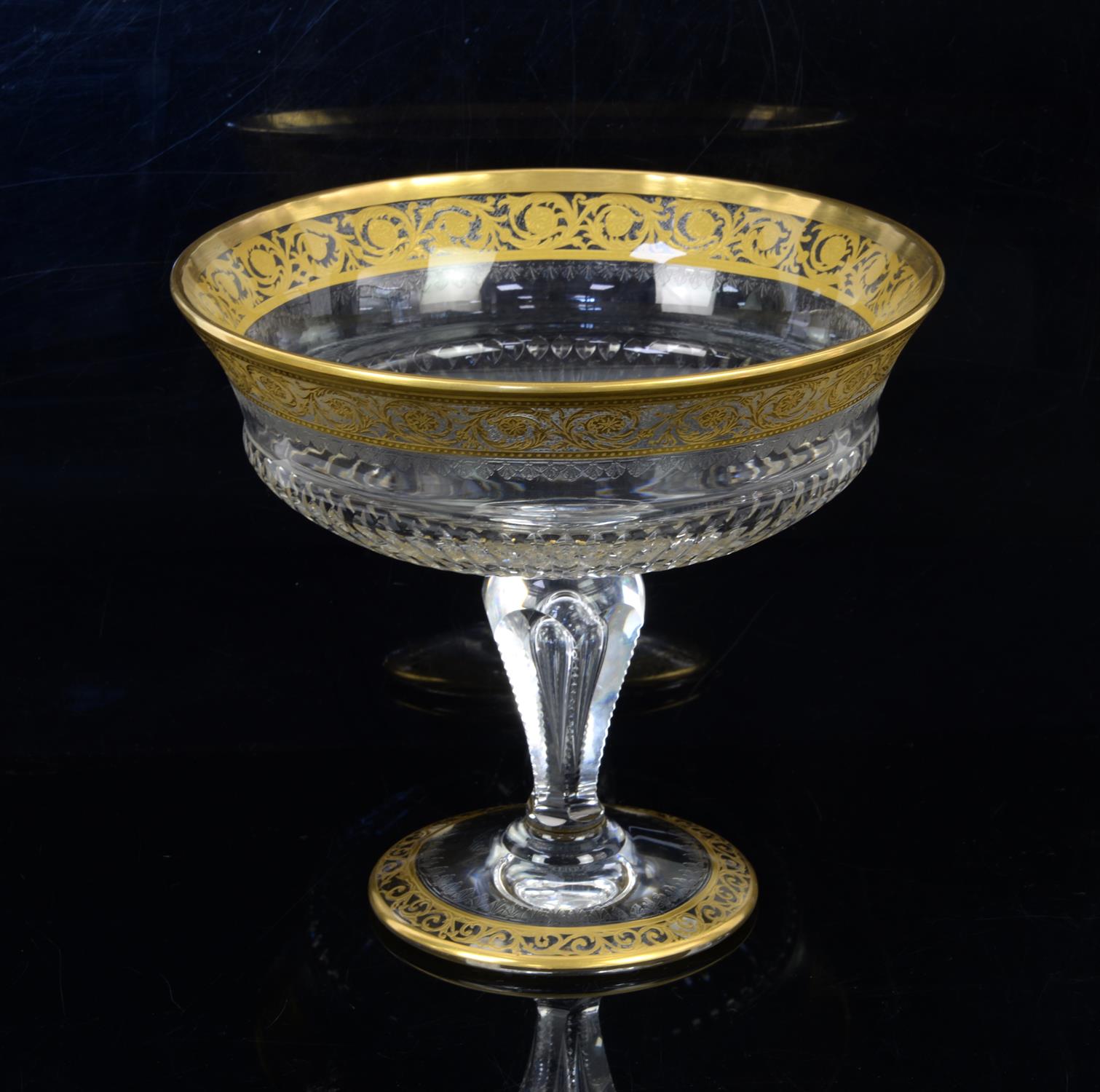 Saint-Louis 'Thistle Gold' mouthblown hand-cut crystal footed bowl and gilt thistle decoration,