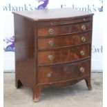 Early 20th century mahogany bow fronted chest of drawers with brushing slide over for long drawers