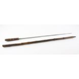 Victorian bamboo fullered sword stick. 64cm blade