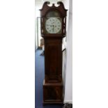 Late 18th / early 19th century Scottish mahogany longcase clock, the painted arched dial signed