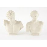 Pair of Parian busts, 'Hermes' and 'Venus de Milo' each 23cm high,