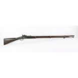 Snider action three band rifle with fixed fore sights and adjustable rear ladder sights,