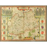 John Speed, Surrey Described and Divided into Hundreds, double-page hand-coloured map engraved by