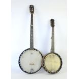 New Windsor Patent Zither Banjo, cased, h76cm, together with a cased banjo with Remo skin, h96cm (2)