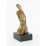Contemporary bronze sculpture, female nude. Engraved indistinctly with artist's signature to lower