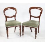 Set of eight Victorian spoon back dining chairs with stuff over seats on turned legs