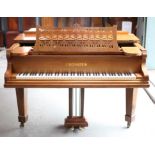 C Bechstein mahogany baby grand piano, on square tapering legs and castors, h99cm w198cm d150cm