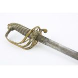 Victorian 1845 pattern Infantry Officers' sword with gilt brass Gothic hilt, the fullered blade