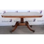 Regency mahogany centre table with rosewood crossbanding and star motifs to border on quatrefoil