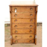 20th century oak chest of seven drawers, h97 x w64 x d41cm,