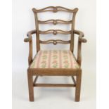 Georgian style child's ladderback mahogany armchair H63cm x W44.5cm x D40cm