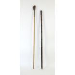 Late 19th/early 20th century bamboo walking cane/horse measuring stick, having folding brass arm