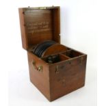 Curtiss & Sons, lamp case and cable for a divers lamp, the inside of the lid with the instruction