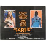 Carrie (1976) British Quad film poster for the Brian De Palma Oscar nominated horror-thriller based