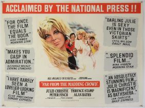 Far From The Madding Crowd (1967) British Quad film poster with Julie Christie & Peter Finch,