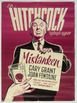 Suspicion (R-1950s) Danish film poster for the Alfred Hitchcock thriller starring Cary Grant and