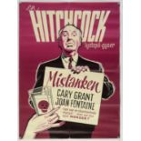 Suspicion (R-1950s) Danish film poster for the Alfred Hitchcock thriller starring Cary Grant and