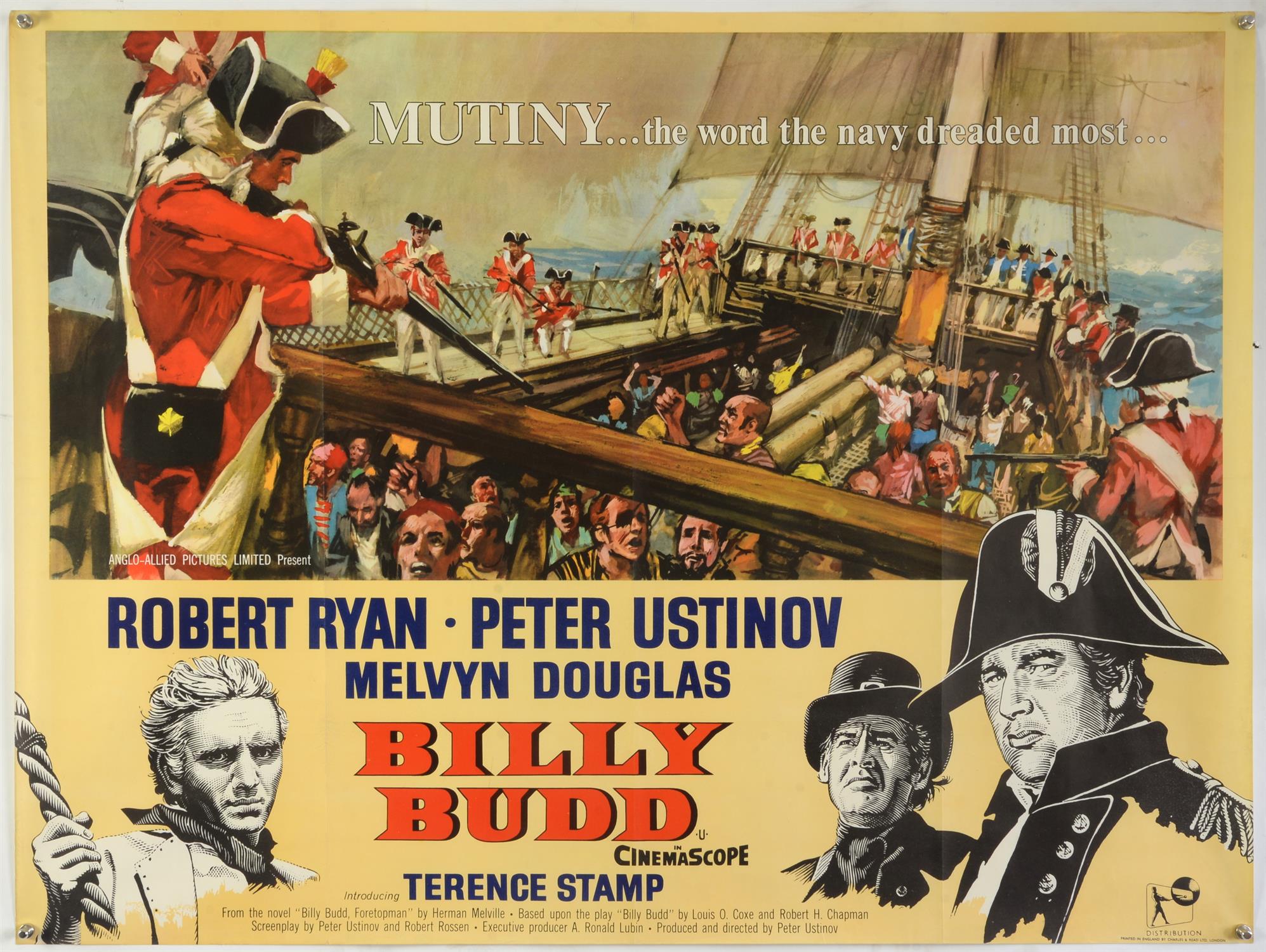 Billy Budd (1962) British Quad film poster, for this nautical adventure starring Robert Ryan &