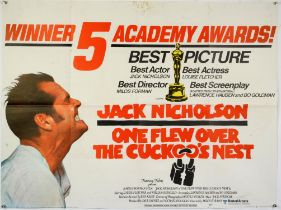 One Flew Over The Cuckoos Nest (1975) British Quad film poster, starring Jack Nicholson,