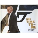 James Bond No Time To Die (2021) British Quad teaser film poster, showing an image of Daniel Craig,