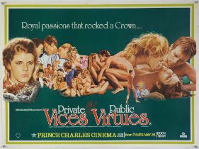 Private Vices & Public Virtues (1976) British Quad film poster, Tom Chantrell poster illustration,