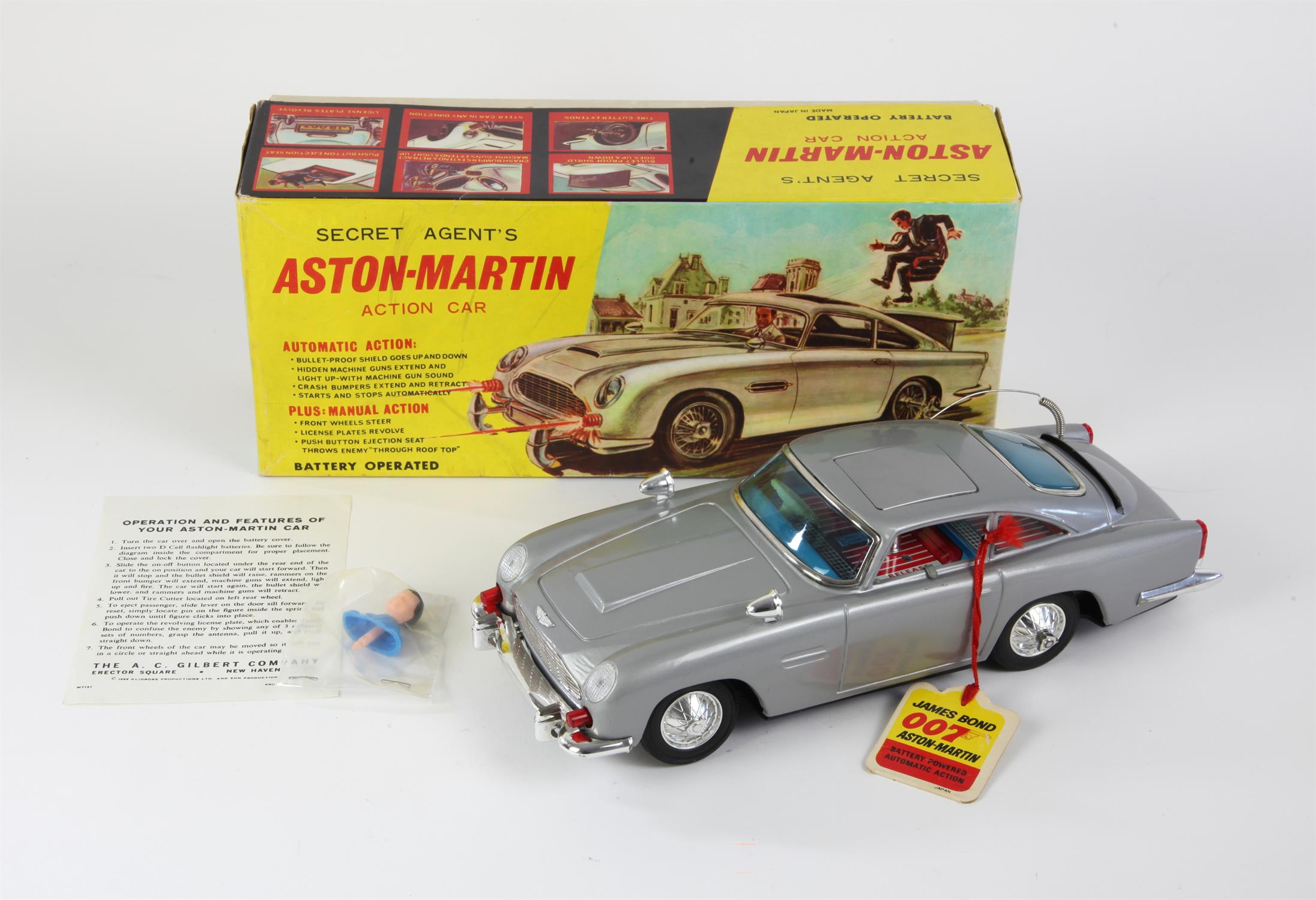 James Bond 007 - Gilbert (Japan) tinplate battery operated James Bond's Aston Martin DB5 as seen in