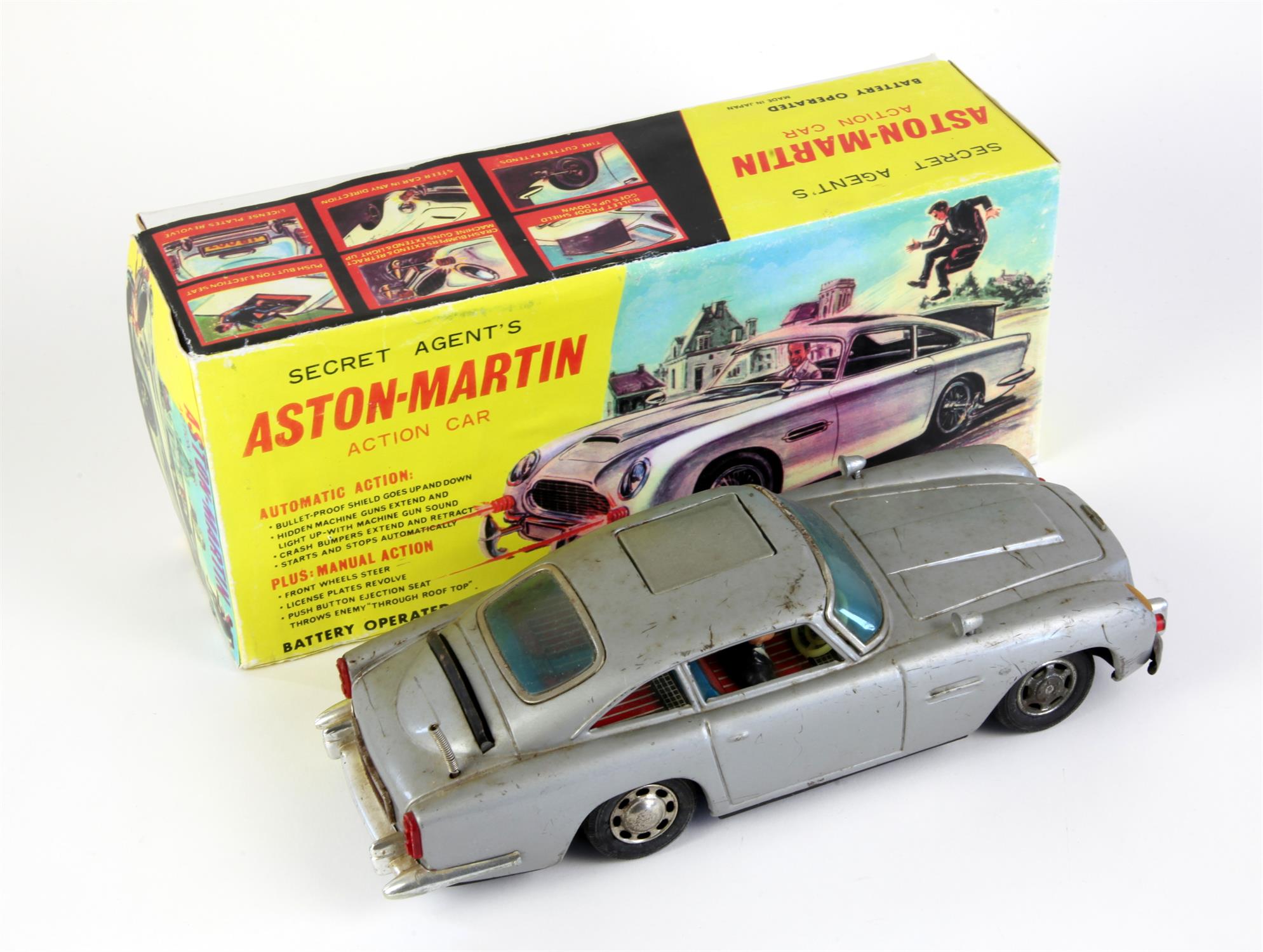 James Bond battery-operated Secret Agent's Aston-Martin Action Car in original box, Made in Japan. - Image 2 of 2
