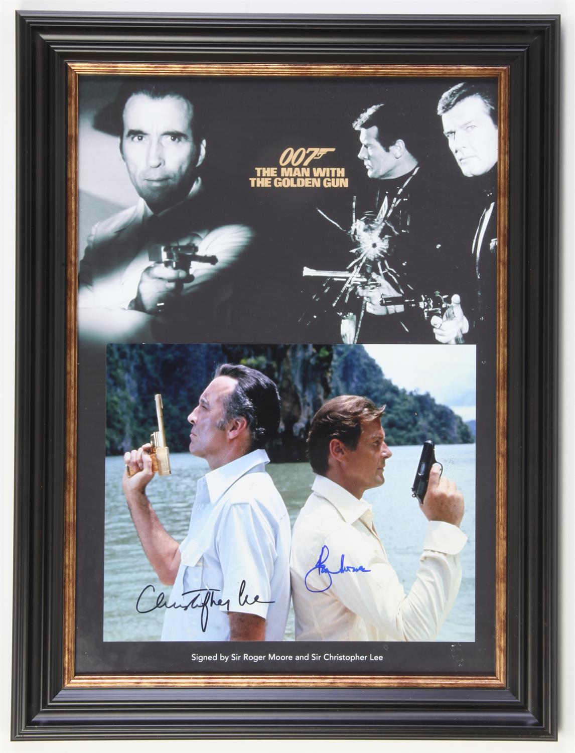James Bond The Man With the Golden Gun - Colour photo signed by Roger Moore and Christopher Lee,