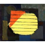 Michael Hutchings (British, 1918-2020), 'Red Can'. Abstract oil on canvas. Signed with initials