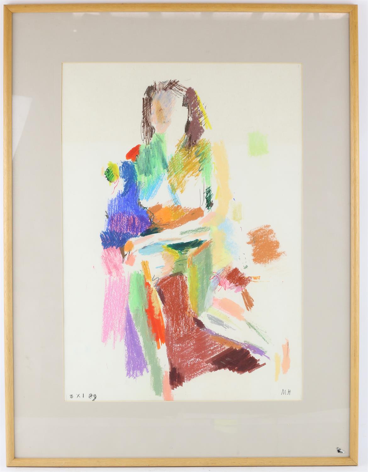 Michael Hutchings (British, 1918-2020), 'Inaction', seated man. Mixed media. Initialled and dated - Image 4 of 4