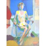 Michael Hutchings (1918-2020). 'Figure Sitting Up'. Acrylic 1990. Initialled and dated lower right.