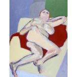 Michael Hutchings (British, 1918 - 2020), 'Sharon', reclining woman. Oil on paper on board.