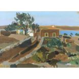 Michael Hutchings (1918-2020). 'On Formentera'. Gouache. Signed lower right. Framed and glazed.