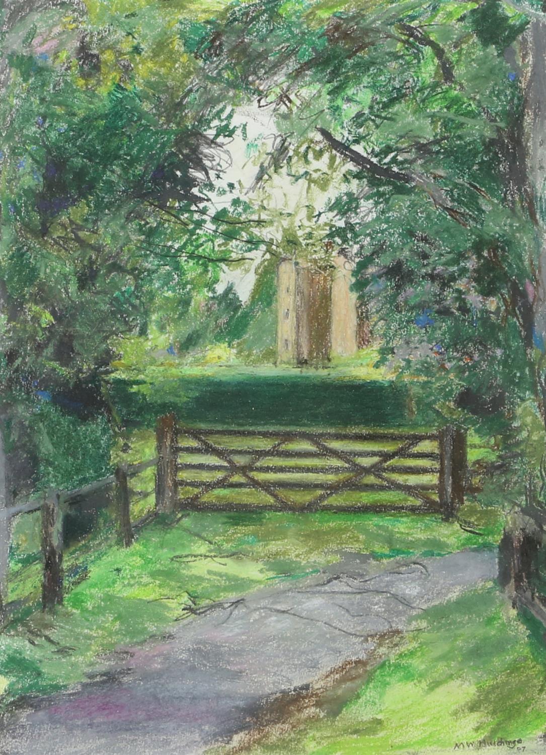 Michael Hutchings (British, 1918 - 2020), 'Beyond the Maze at Hever Castle'. Pastel.