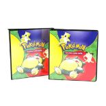Pokemon. Two A4 Ultra Pro Base Set ring binders, empty but with the insert check sheets for the