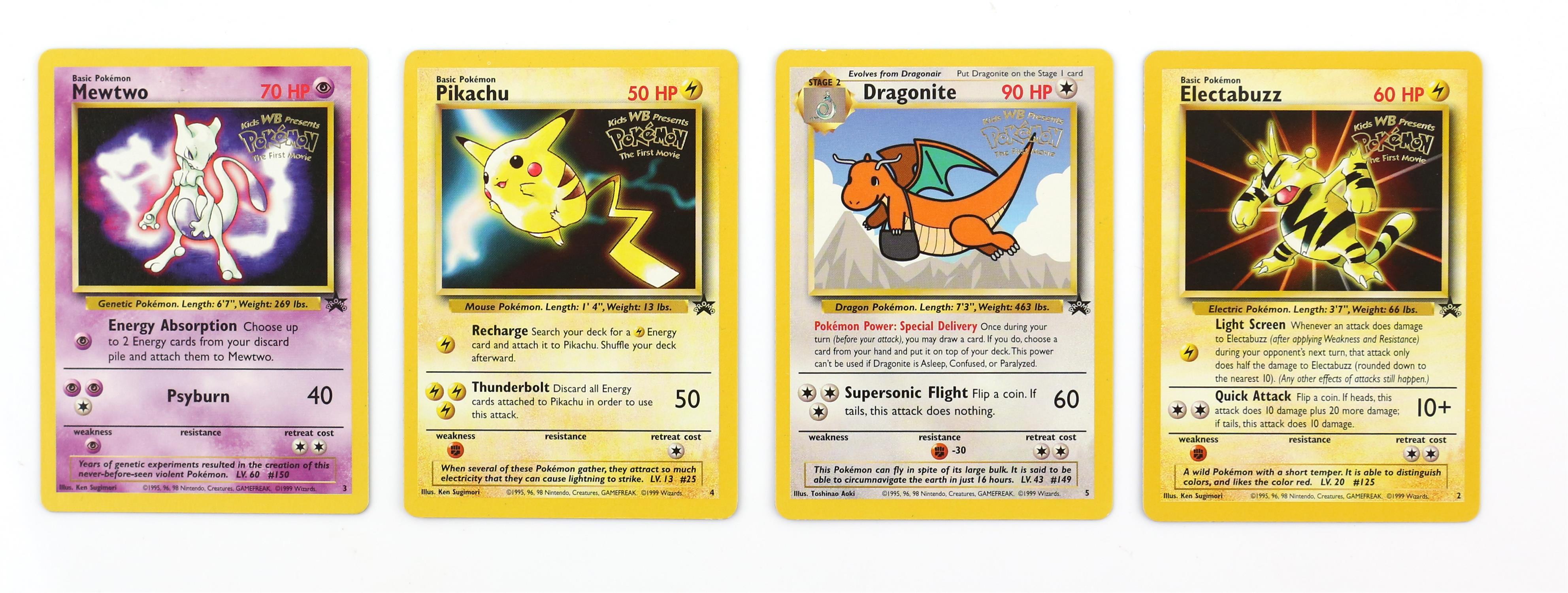 Pokemon TCG. Mewtwo, Dragonite, Pikachu & Electubuzz card bundle. Black Star Promos 2, 3, 4 & 5 (4)