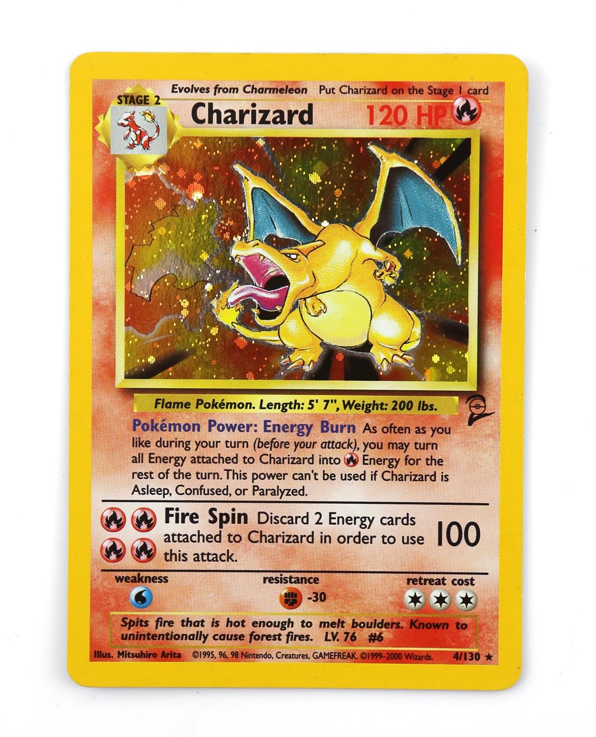 Pokemon TCG. Charizard holo card. Base Set 2