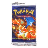 Pokemon TCG sealed Base Set Booster pack, Charizard artwork. The vendor formerly owned a gift shop
