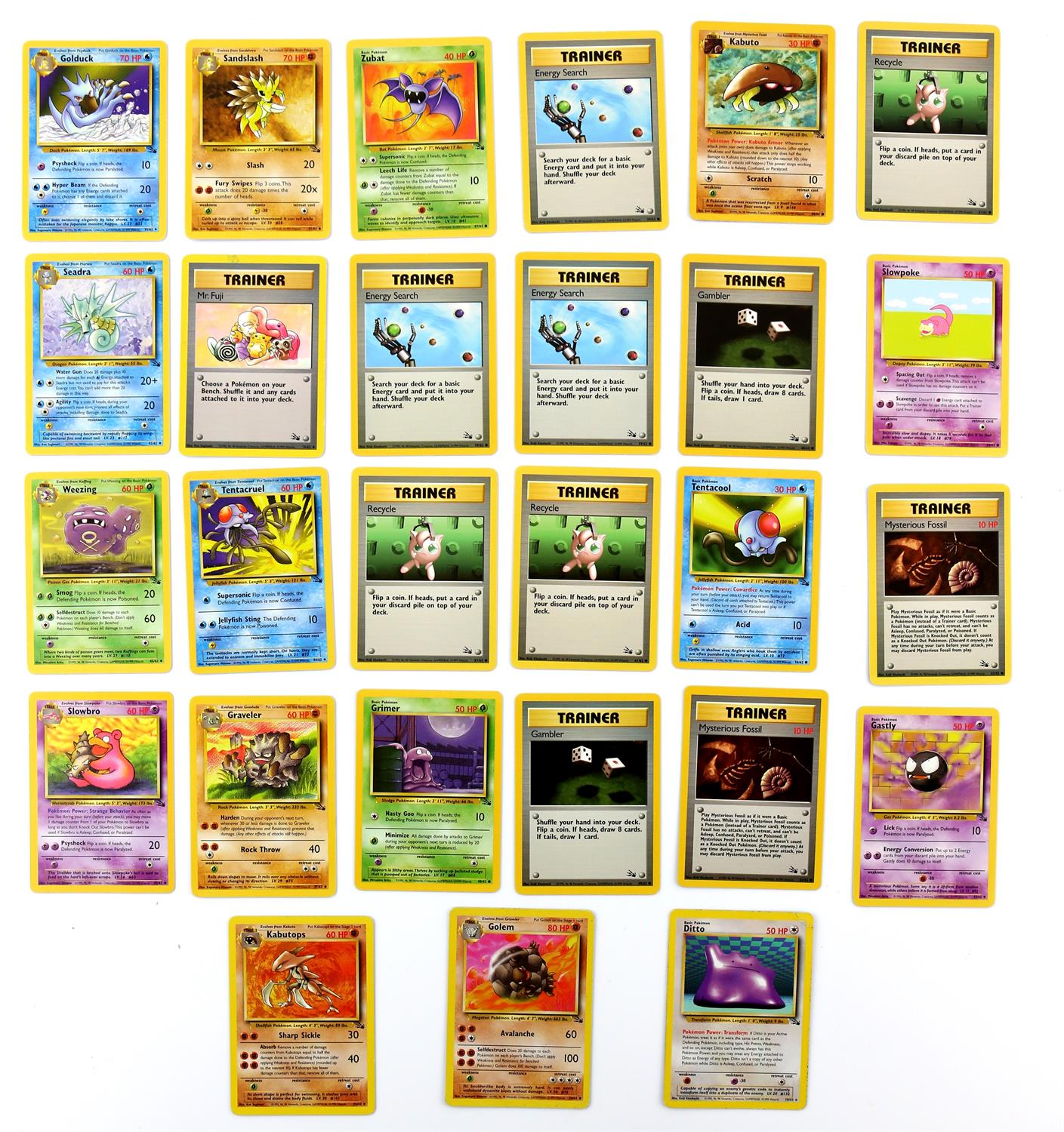 Pokemon TCG. Pokemon Fossil 27 card bundle. Including 15 commons, 10 uncommons and 2 rares.