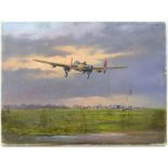 Anthony Hedges (twentieth century), World War II bomber in flight. Oil on canvas.