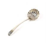 18th century shell bowl sauce ladle with coronet crest