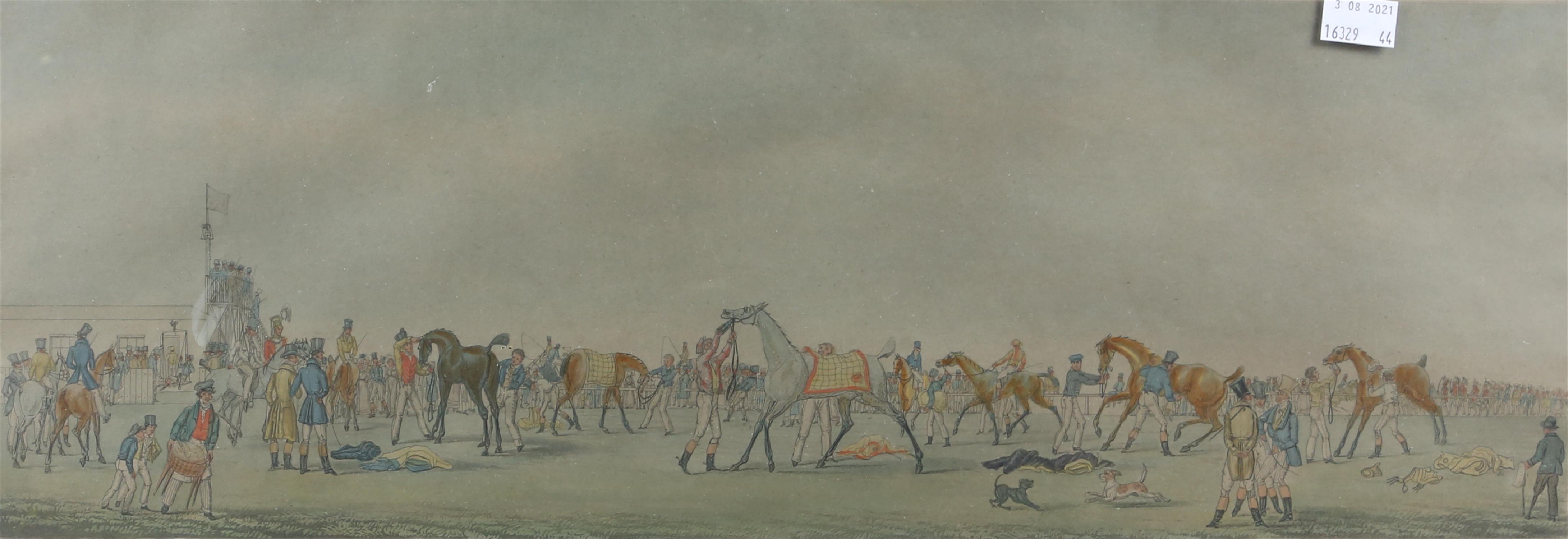 Horse Racing ‘Weighing and Rubbing Down’. H/col aquatint.