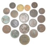 Selection of British coins and trade tokens