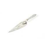 Victorian silver novelty bookmark in the form of a trowel, with brightcut design handle,