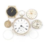 Silver pocket watch by 'J.G.Graves', open face with three watch movements, one by Rotary, Accurist,
