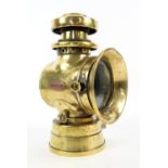 Early 20th century brass Lucas Burbury early motor car lamp, h27.5cm